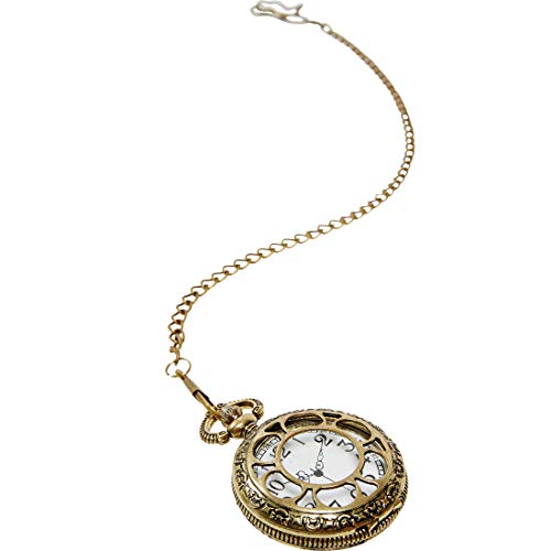 NET TOYS Imitación Reloj de Bolsillo Estilo Steampunk | Dorado | Elegante Accesorio para Disfraz Reloj Vintage  | Ideal para Fiestas temáticas y Noches temáticas