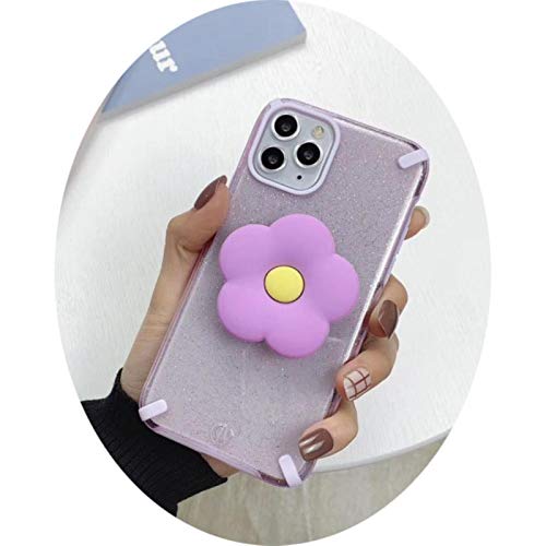 New Glitter 3D Pink Flower Handle Stand Soft Cover for iPhone 11Pro MAX XS XR 7 8plus,with Stand,for S20