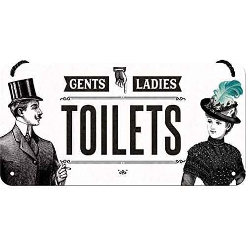Nostalgic-Art Cartel Colgante Retro Ladies & Gentlemen Toilets – Idea de Regalo para los Fans de la Nostalgia, metálico, Diseño Vintage, 10 x 20 cm