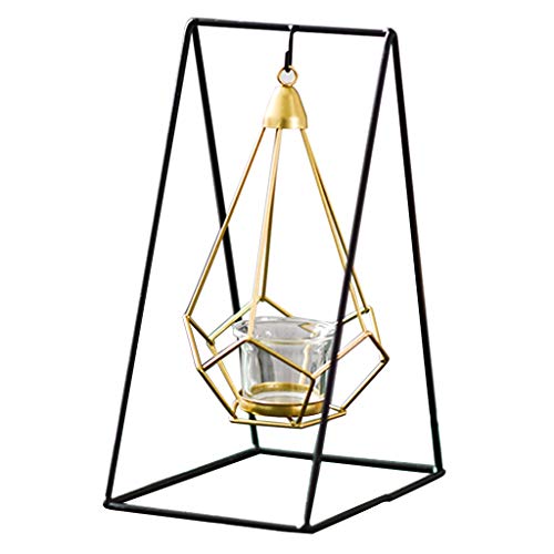 NYKK Portavelas Metal Moderno Tridimensional-candelabro de Cristal geométrica con Soporte de Hierro, el Banquete de Boda decoración / / Home (Color : A)
