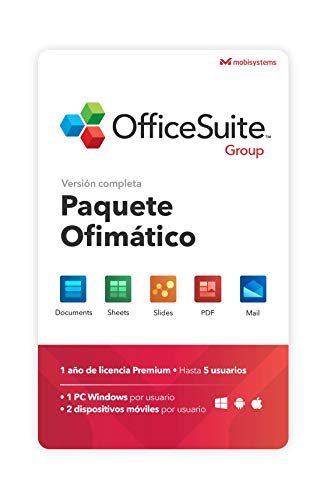 OfficeSuite Group Compatible con Office Word® Excel® y PowerPoint® y PDF para PC Windows 10 8.1 8 7 - Licencia de 1 año, 5 usuarios