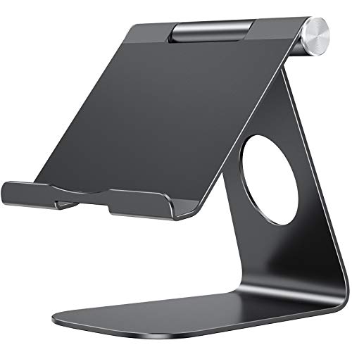 OMOTON Soporte Tablet Ajustable, Multi-Ángulo Base Tablet de Aluminio para iPad Pro 10.5/9.7/12.9/10.2, iPad Mini 2/3/4/5, iPad Air/Air 2, Samsung Tab, Kindle y Otras Tabletas de 7~13 Pulgadas, Negro.