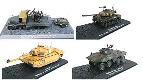 OPO 10 - Lote de 4 Tanques Militares 1/72: Panzer Flakvierling con Remolque + M41A3 Bulldog Walker + Spahpanzre Luchs + Challenger 2 UK (Ref: L1)