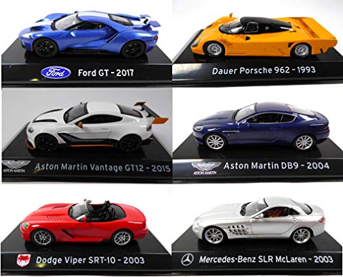 OPO 10 - Lote de 6 Coches Supercars: Compatible con Aston Martin + Ford + Dodge + Mercedes + DAUER / Ixo 1/43 (SL15)