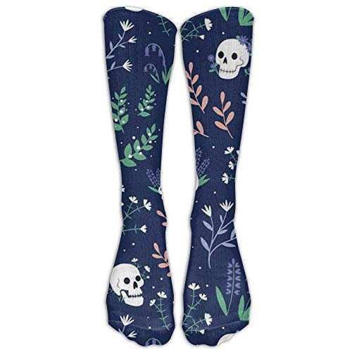 ouyjian Skull Floral Patterns Unisex Knee High Socks Fashion 3D Print Winter Long Sports Stockings Football Sock