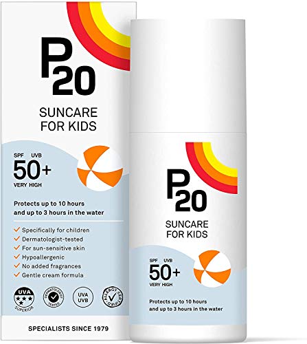 P20 ® | Crema Solar Niños | Protector solar para niños spf 50 muy alta y resistente al agua para una protección fiable frente a los rayos UVA y UVB | Formato Crema | 200 Ml