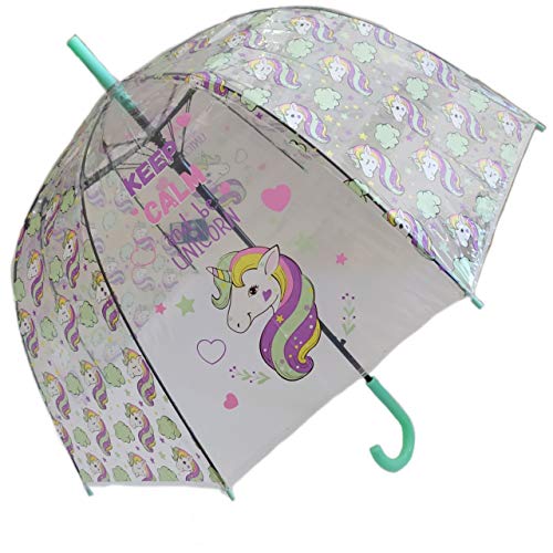 Paraguas Transparente, Paraguas de Unicornio, Paraguas para niños, niñas y Adultos, Paraguas de Moda