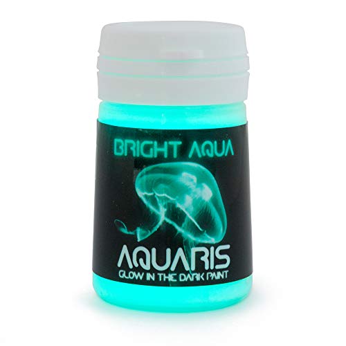Pintura que Brilla en la Oscuridad, Aquaris (20ml), Color Aqua brillante (azul claro/turquesa) de SpaceBeams