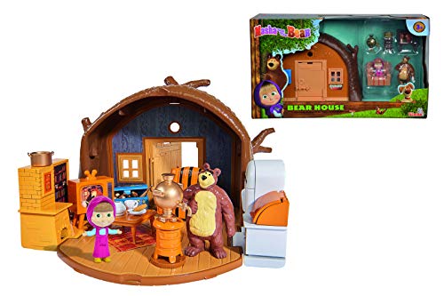 Playset Casa del Oso de Masha y el Oso con 2 figuras y accesorios (Simba 9301632)