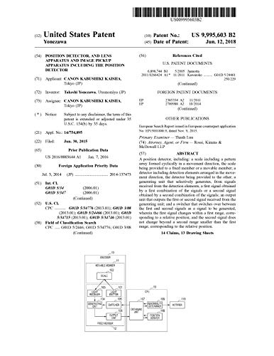 Position detector, and lens apparatus and image pickup apparatus including the position detector: United States Patent 9995603 (English Edition)