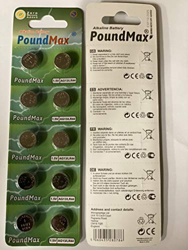 PoundMax® 10 pilas de botón alcalinas AG13 LR44 1,5 V