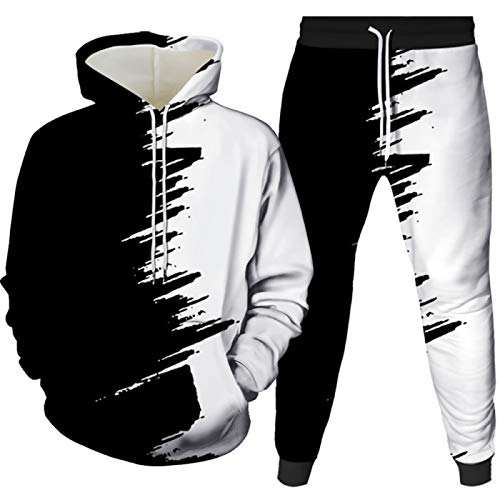 PPTS 2 juegos de ropa deportiva para hombre, impresión 3D, suéter con capucha + pantalón.