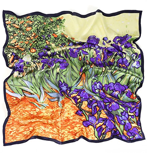 prettystern 90cm bufanda Chal foulard de seda con impresión de arte van Gogh Iris lirios espada P962