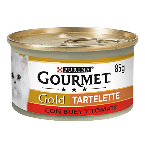Purina Gourmet Gold Tartalette - Comida para Gatos Adultos con Buey y Tomate, 85 g, Pack de 24 Unidades