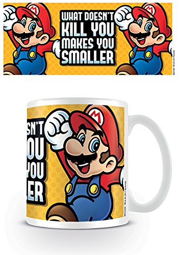 Pyramid International Super Mario (Make You Smaller) - Taza de café o té (cerámica, 11 x 11 x 1,3 cm), diseño de flores
