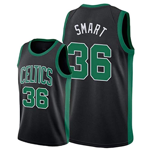 QAZX 36# Jersey de Baloncesto Retro Smart Celtics para Hombres, Camisas de edición para fanáticos, Camisetas de poliéster prensado en Caliente Transpirable de Malla (S-XXL)-Black-M