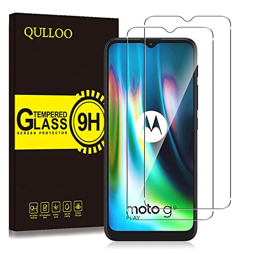 QULLOO Protector de Pantalla para Motorola Moto G9 Play, Cristal Templado [9H Dureza] [Anti-Huella] para Moto G9 Play - 2 Piezas