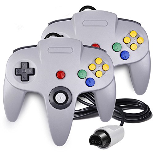 QUMOX 2 x Controlador Mando de Juego Joystick para Nintendo 64 N64 System Gamepad, Gris