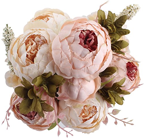 Ramo de peonías artificiales Amkun. Flores de seda para decoración del hogar o bodas, 1 unidad