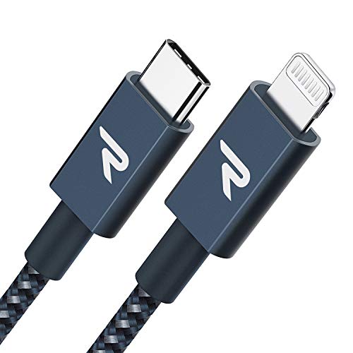RAMPOW Cable USB C a Lightning [Apple MFi Certificado] para iPhone 11/iPhone 11 Pro/iPhone X/iPhone XS/iPhone XS MAX/iPhone XR/iPhone 8, iPad Pro 10.5/12.9, iPad Air, AirPods Pro - 1M, Nylon Trenzado