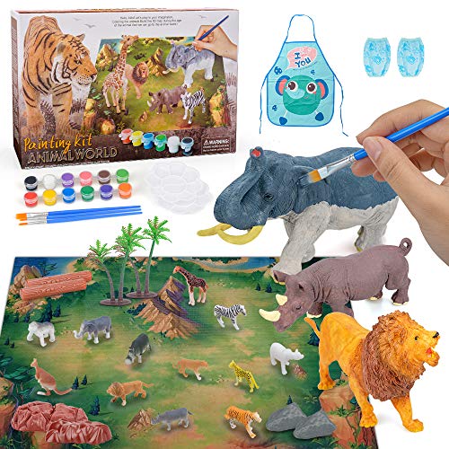 Regalo de Juguetes para niños de 3-5 años, Suministros de Manualidades y Manualidades para niños pequeños Niños niñas de 4-8 años Figuras de Animales Kit de Pintura de Juguete para niños Edad 6 7 8 9