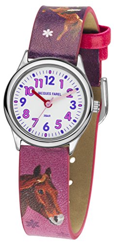 Reloj de pulsera para niños con motivo de caballo, cuarzo analógico, metal, polipiel, Jacques Farel HCC 543
