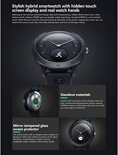 Reloj deportivo impermeable de 50 m, reloj inteligente híbrido de monitoreo de frecuencia cardíaca y presión arterial, rastreador de fitness para iOS y Android azul.