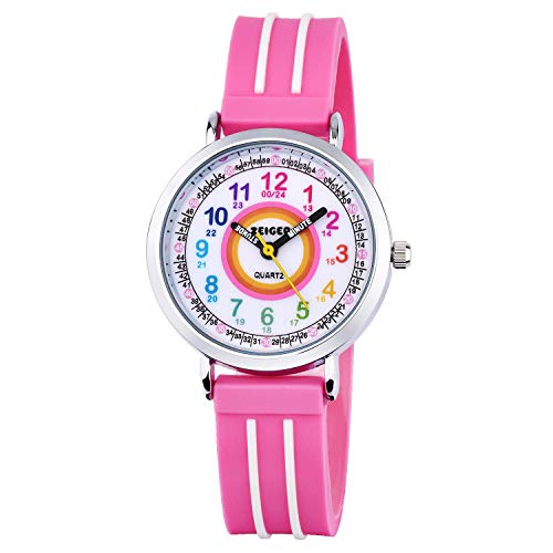 Reloj Deportivo Relojes de Pulsera de Cuarzo analogico para ninos Rosa Easy-Read Impermeable KW110-NEW Reloj Nina Chica Infantil