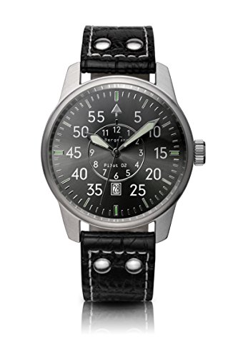 Reloj original de Bergmann Pilot 02, reloj de observación de aviador, clásico, cuarzo, piel, fondo de acero inoxidable, moderno, elegante, clásico, atemporal, unisex, directamente del fabricante