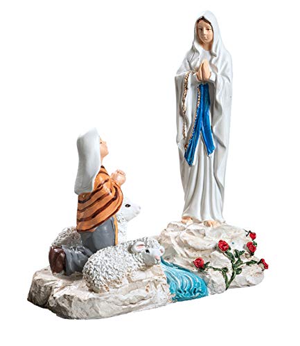 Reproduction - Estatua de Virgen de Lourdes con Bernadette Soubirous (11/10/6,5 cm)