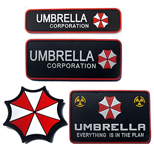 Resident Evil Umbrella Corporation - Parche de PVC para ropa, mochila, accesorios, brazaletes, 4 unidades (multicolor)