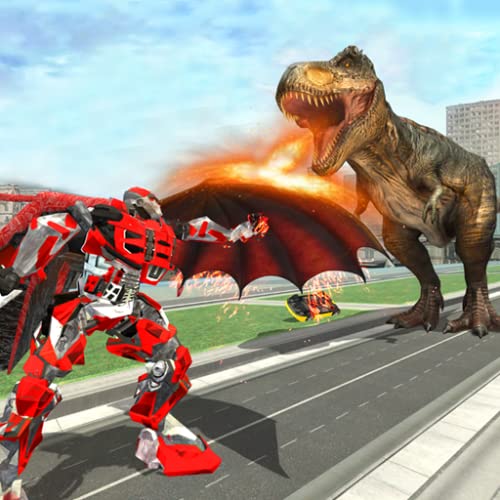 Robot de dinosaurio salvaje contra Flying Dragon: Juegos de dinosaurio