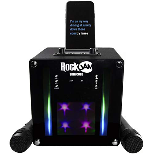 RockJam RJSC01-BK Singcube Recargable Bluetooth Karaoke Machine con dos micrófonos