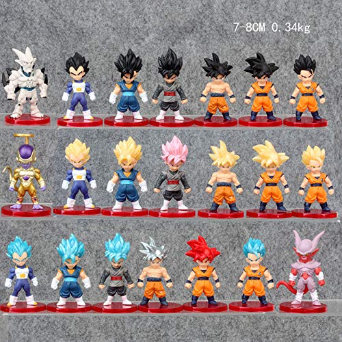 Romantic-Z 21 Unids / Lote Dragon Ball Z Goku Gogeta Vegeta Frieza Vegetto Super Saiyan God Fight PVC Anime Figura de Colección Modelo 7-8cm