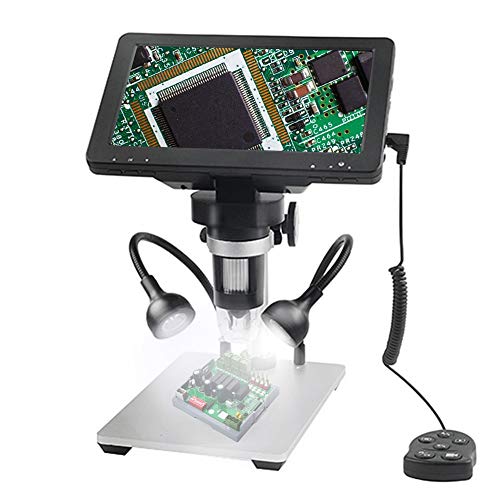 S SMAUTOP Microscopio Digital, Pantalla de 7'' 12Mp 1000X Camera Microscopio Profesional con Controlador de Cable, para Reparación de Relojes, Tasación De Joyas, Investigación Científica