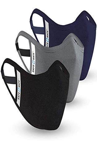 Safe+Mate: Case-Mate - Cloth Face Mask - Washable & Reusable - Adult L/XL - Cotton - Includes Filter - 3 Pack - Black/Navy/Gray (English Edition)