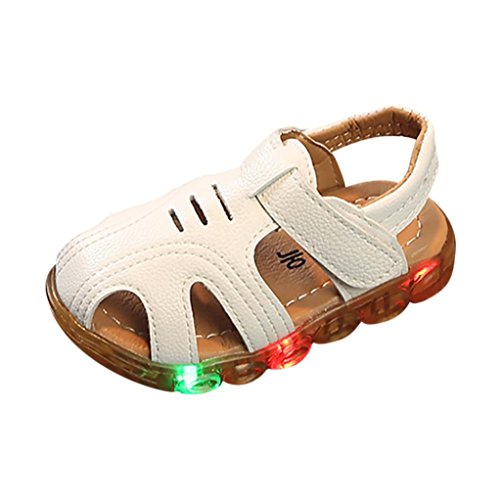 Sandalias para 1-6 Años Xinantime Niño Zapatos de Verano con Luces Intermitentes Sandalias Zapatos al Aire Libre Luminosas Antideslizantes de Verano Zapatos de Dibujos Animados (27, Blanco)