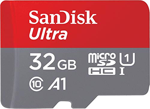 SanDisk SDSQUA4-032G-GN6MA Ultra Tarjeta de Memoria microSDHC con Adaptador SD, hasta 120 MB/s, Rendimiento de apps A1, Clase 10, U1, 32 GB, Rojo/Gris