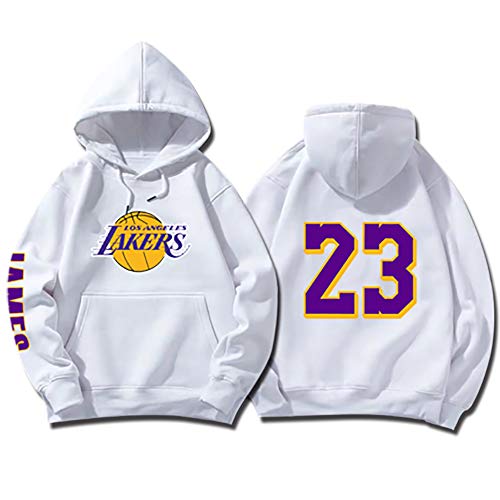 SHPP Los Angeles Lakers Lebron James # 23 Jersey de Baloncesto Retro Uniforme de Baloncesto Tops Unisex Sudadera con Capucha-White-M