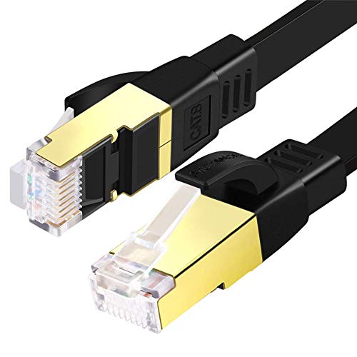 SHULIANCABLE Cable Ethernet Cat 8, Cable de Red Plano Cable de Conexión RJ45 LAN Cable 40 Gbps,2000Mhz, para Router,TV Box,PS5,Servidor (2M)
