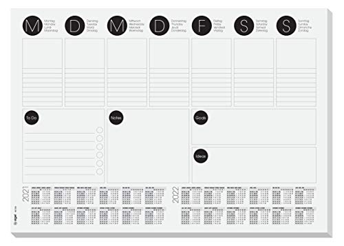 SIGEL HO506 Vade de papel de sobremesa con calendario bianual actual, planificador semanal y lista To-do, 42 x 29.7 cm, 30 hojas