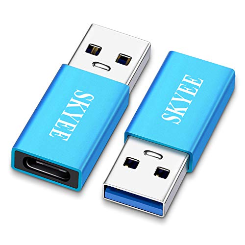 Skyee 2 Unidades Adaptador USB Tipo C, USB-C Hembra a Tipo A USB 3.0 Macho Adaptador, USB 3.1 Tipo C Adaptador pour Carga o la Transferencia de Datos- Azul