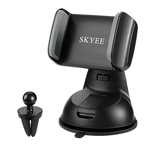 Skyee Soporte Movil para Coche con Ventosa, [2 en 1] Soporte Télefono Coche para Parabrisas/Salpicadero/Rejilla de Ventilaciónde Giro 360 Grados Universal para iPhone X 8/8 Plus, GPS y Otros Movíles