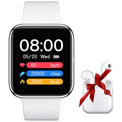 SNEGDO Smartwatch, Reloj Inteligente Hombre Mujer con Monitor de Sueño Contador de Caloría, Pulsera Actividad Inteligente IP67 para Android iOS - Blanca