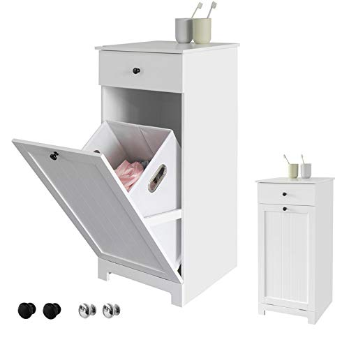 SoBuy BZR21-W Cesto para Ropa Sucia,Amario para Baño,40x38x90 cm, ES (Blanco)