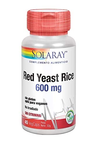SOLARAY® Red Yeast Rice. 45 VegCaps. Formula de cuidado cardiovascular a base de Monascus purpureus. Sin gluten. Apto para veganos.