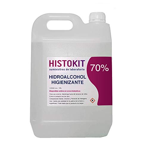 Solución Hidroalcohólica 5 litros 70% vol. HIDROALCOHÓLICO. Para manos y superficies, rellenar dosificadores y pulverizar