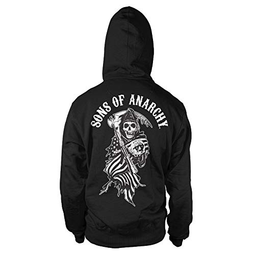 Sons of Anarchy Officially Licensed American Reaper Big & Tall Zipped Hoodie (Black) 4X-Large