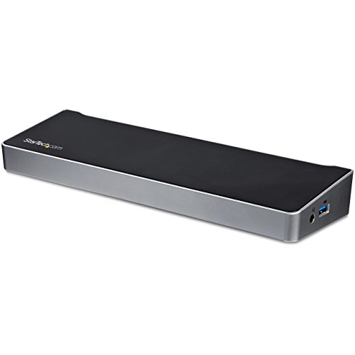 StarTech.com USB3DOCKH2DP - Replicador de Puertos Universal Triple para Ordenador portátil, Color Negro y Plata
