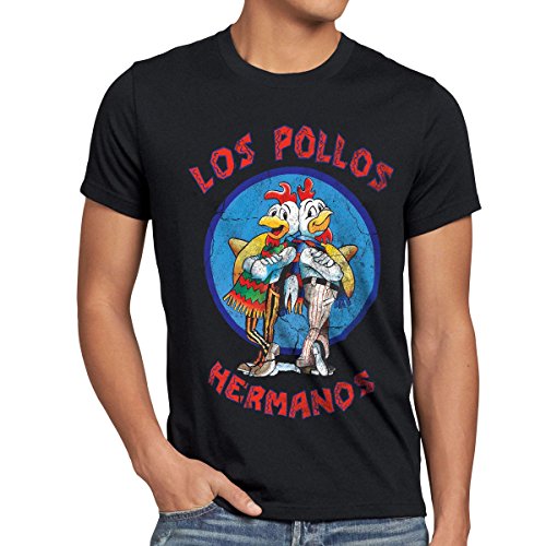 style3 Los Pollos Camiseta para Hombre T-Shirt, Talla:M;Color:Nero